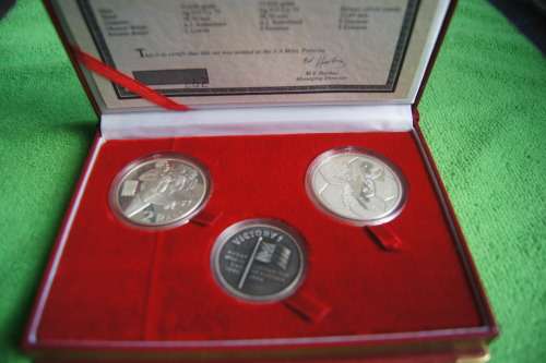 South Africa Proof Silver Victory Set - 95/96 Rugby and Bafana Bafana