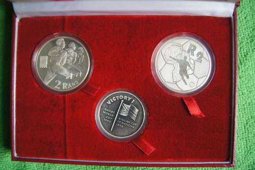 South Africa Proof Silver Victory Set - 95/96 Rugby and Bafana Bafana