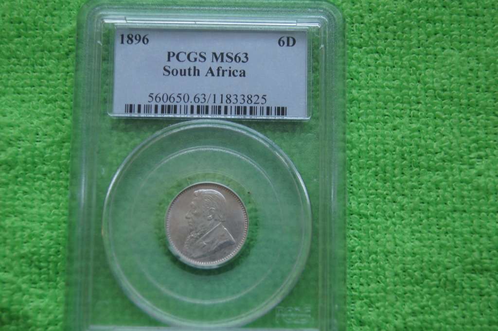 1896 ZAR 6 Pence - PCGS MS63