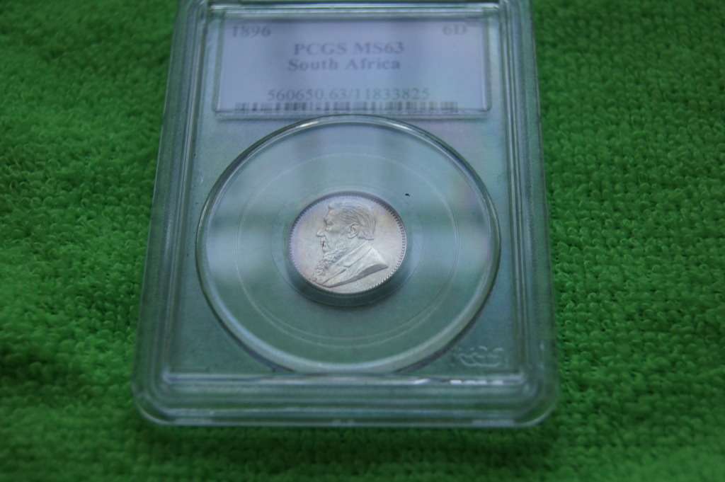 1896 ZAR 6 Pence - PCGS MS63