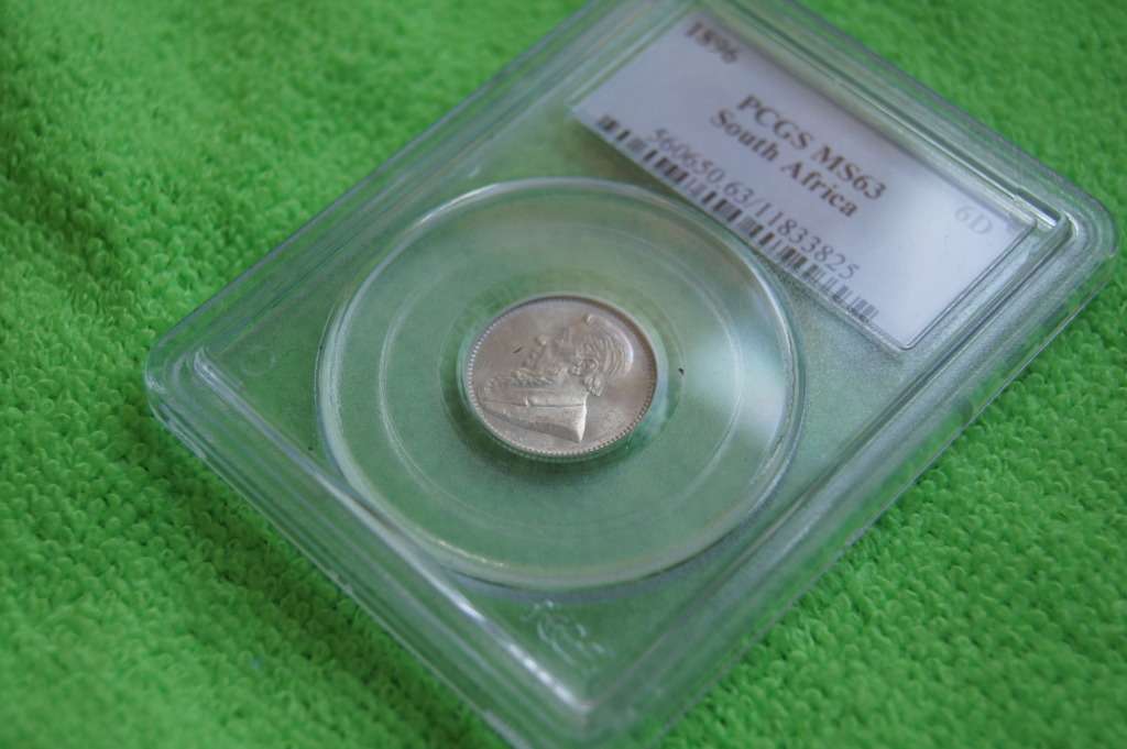 1896 ZAR 6 Pence - PCGS MS63