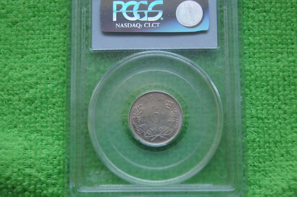 1896 ZAR 6 Pence - PCGS MS63