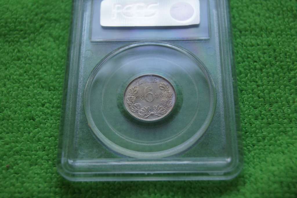 1896 ZAR 6 Pence - PCGS MS63