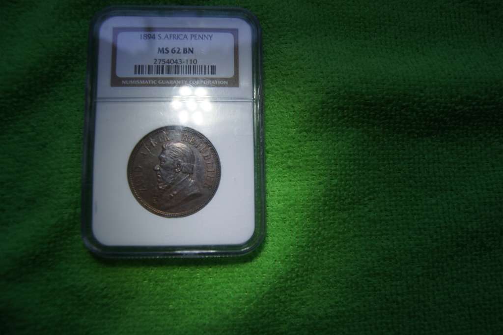 1894 ZAR One Penny - NGC MS62