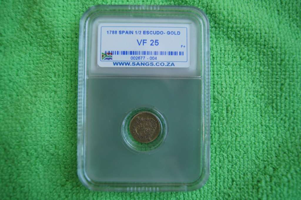 1788 Spain - Half Escudo - Gold SANGS VF25