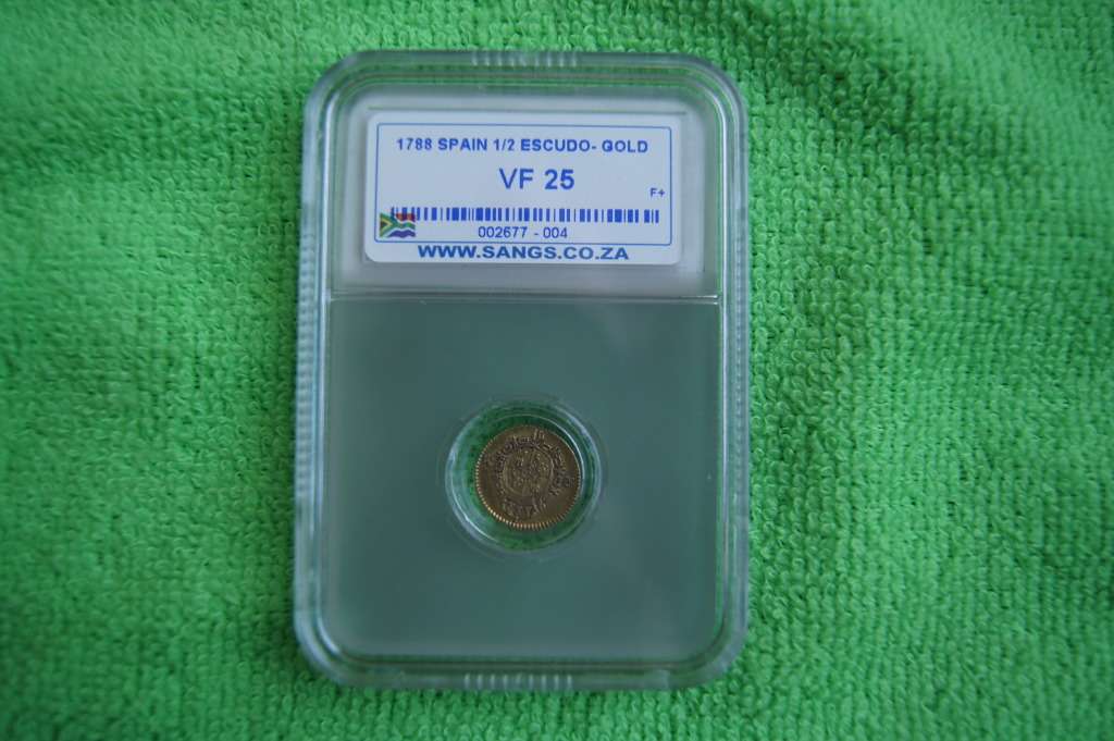 1788 Spain - Half Escudo - Gold SANGS VF25