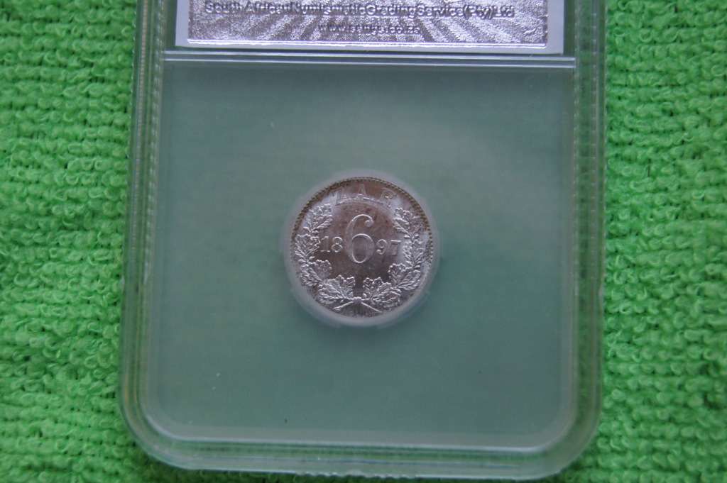 1897 ZAR 3 Pence - SANGS MS63