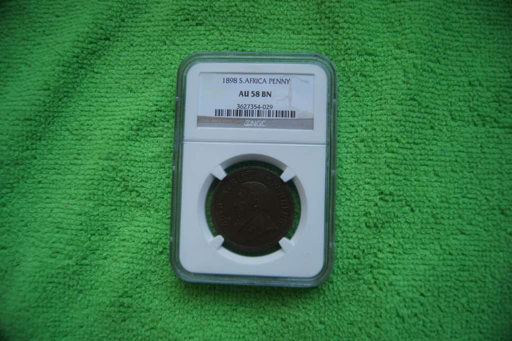 1898 ZAR One Penny - NGC AU58 BN