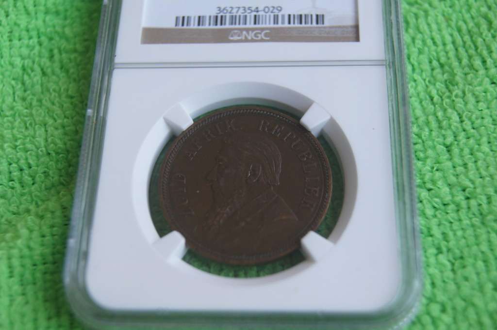 1898 ZAR One Penny - NGC AU58 BN