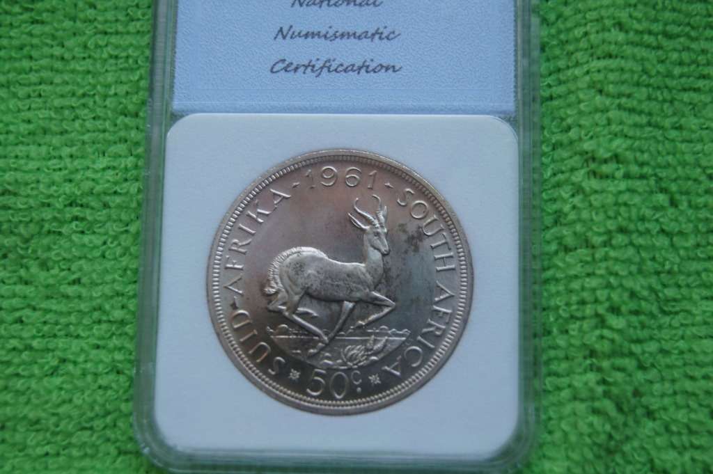 1961 South Africa Silver 50 Cents - MS67