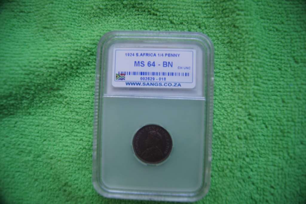 1924 South Africa Quarter Penny (Farthing) - MS64 BN