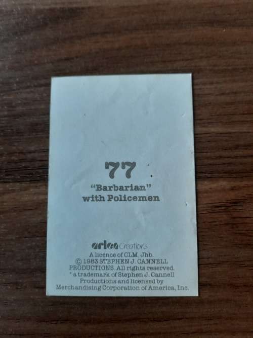 A-Team 1983 Dossier Card 77