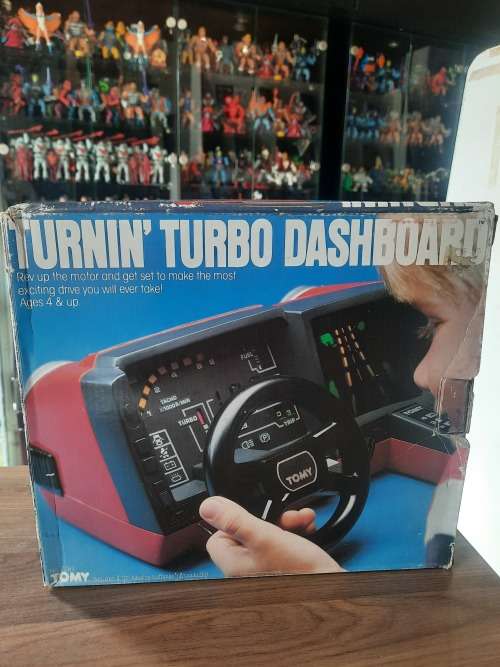1983 Complete TOMY TURNIN TURBO DASHBOARD WITH BOX Vintage Figures