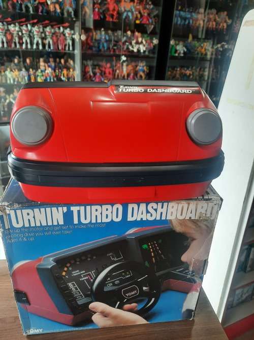 1983 Complete TOMY TURNIN TURBO DASHBOARD WITH BOX Vintage Figures