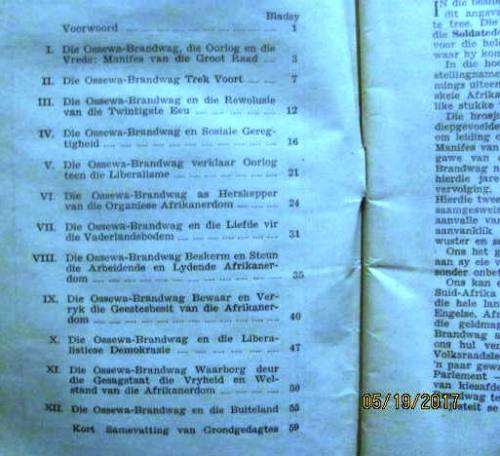 Die Ossewa Brandwag: Vanwaar en Waarheen 1942 sagteband klein boekie