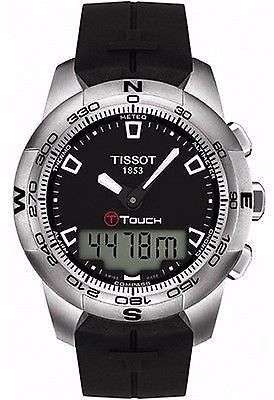 Tissot Men's T0474204705700 T-Touch II Titanium Black Rubber Black Dial Multifunction Watch