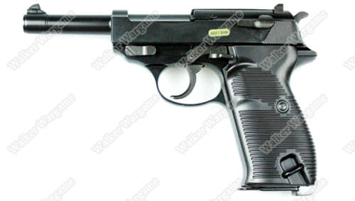 WE Full Metal Heavy Weight Walther Waffenwerke P38 Airsoft Gas Blow Back Pistol - Black