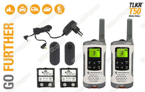 Motorola Talker TLKR T50 2 Way Walkie Talkie Radio 6KM Range With Battery - Black/Red (Pack of 2)