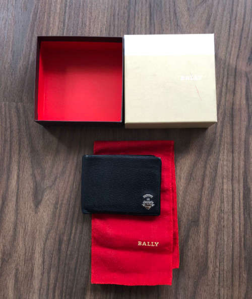 Original Bally Black Leather Man Wallet With Box - Used