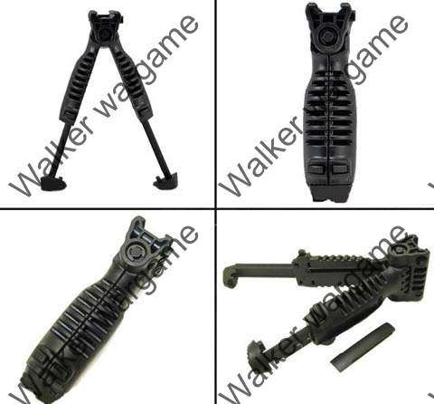 BATTLEAXE  Picattinny Tactical Spring Total Bipod Foregrip Grip - Black