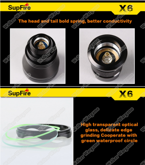 SupFire X6 1200Lumen IP67 Waterproof Tactical Lotus-shape Head Flashlight Torch With Battery