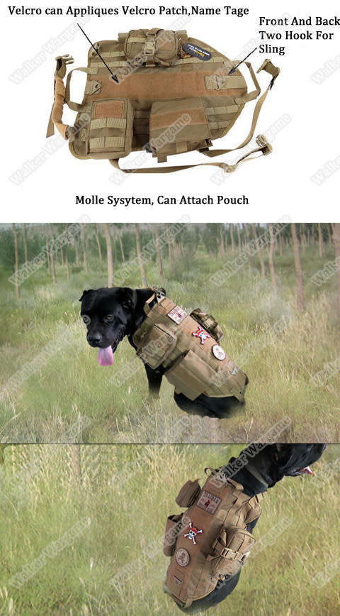 Tactical Police K9 Mil Spec Dog Molle Harness Vest - SWAT Black Size M