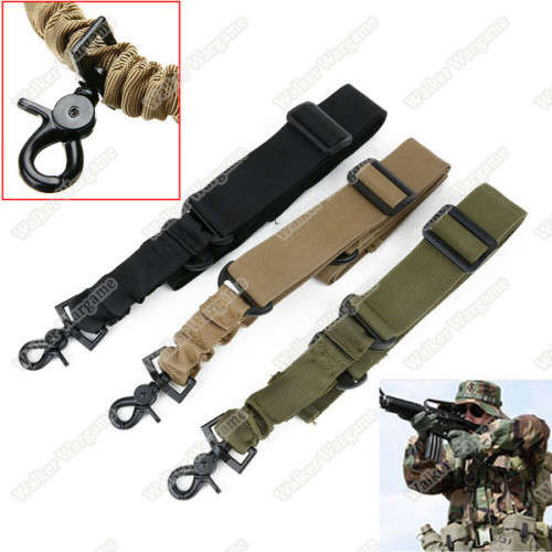 Tactical one Point Elastic Bungee Snap Hook Rifle Sling -- BLACK