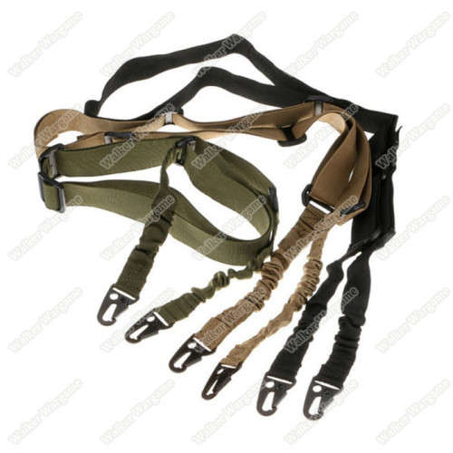 Tactical Two Point Elastic Bungee Snap Hook Rifle Sling --SWAT  Black