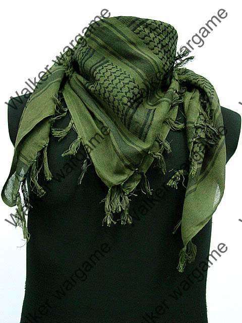 100% Cotton Tactical Shemagh OD Green / Black Military Surplus - Top Quality