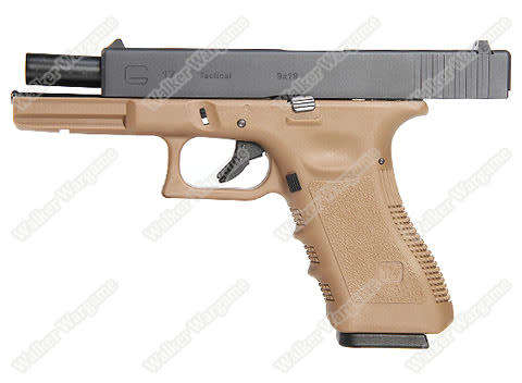 WE Tech Glock 17 Green Gas Blow Back Pistol - Tan (Real Gun size and weight)