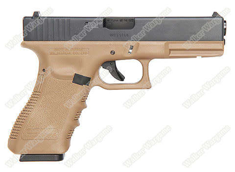 WE Tech Glock 17 Green Gas Blow Back Pistol - Tan (Real Gun size and weight)