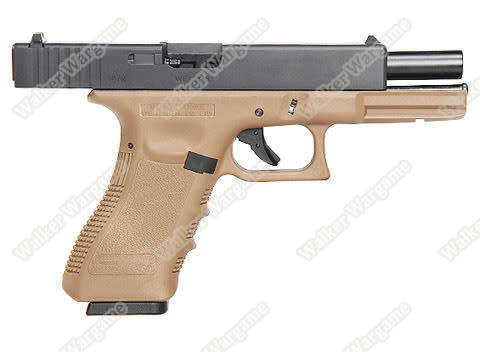 WE Tech Glock 17 Green Gas Blow Back Pistol - Tan (Real Gun size and weight)