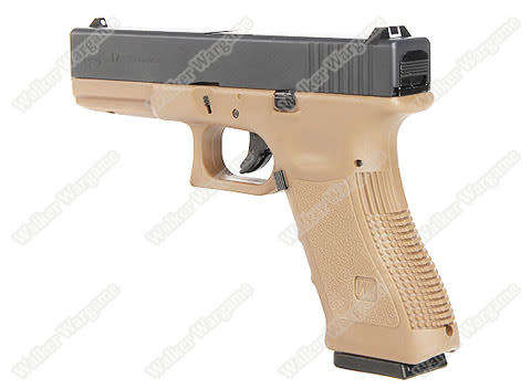 WE Tech Glock 17 Green Gas Blow Back Pistol - Tan (Real Gun size and weight)