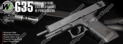 WE Tech Glock35 Geen Gas Blow Back Pistol - Black Semi Auto/Full Auto