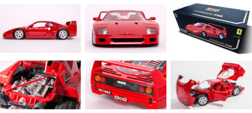 1:18 BURAGO ORIGINAL Ferrari F40 1987 Scale Model Red (Metal body)