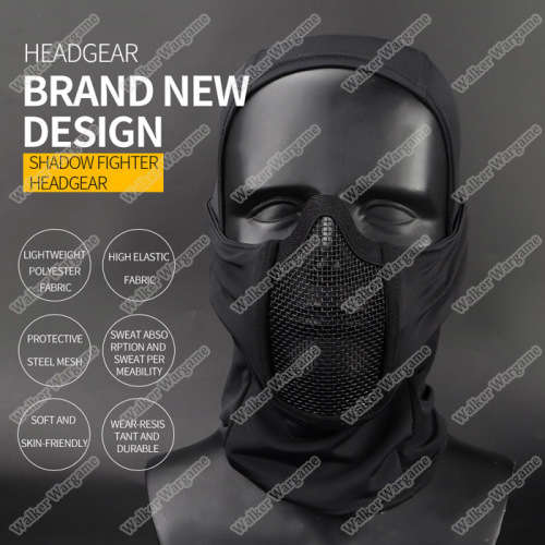 Shadow Fighter Balaclavas Headgear With Mesh Mouth Protector - Black