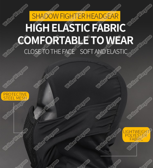 Shadow Fighter Balaclavas Headgear With Mesh Mouth Protector - Black