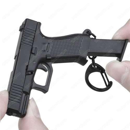 1:4 Glock Pistol Key Ring Keychain - Black