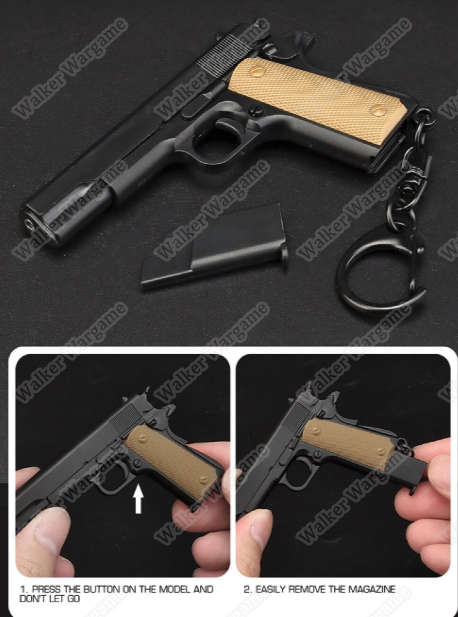 1:4 Glock Pistol Key Ring Keychain - Black