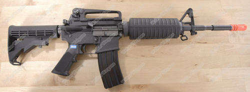 WE M4A1 Full Metal Green Gas Blow Back Rifle (Black, Open Chamber Version)
