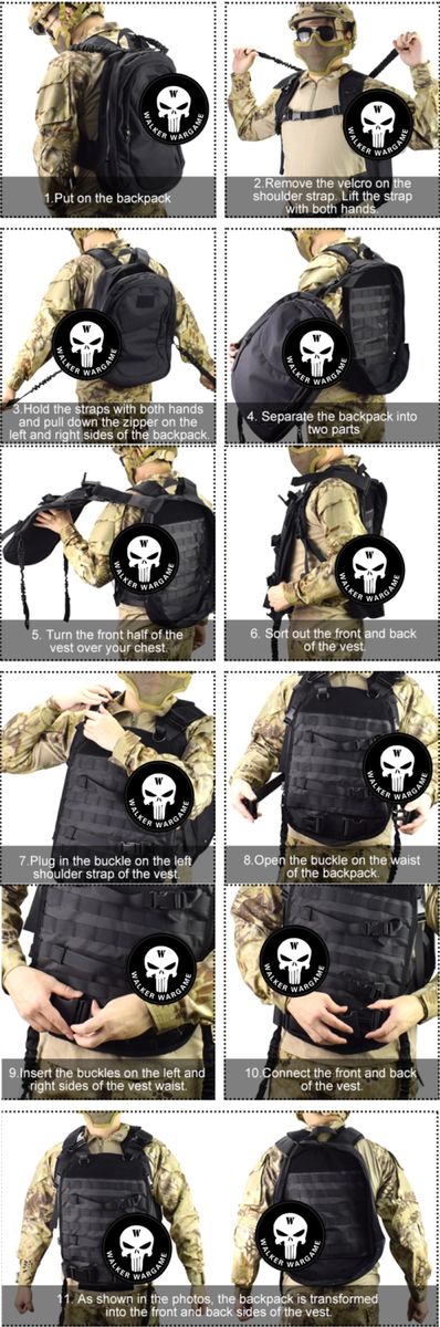 WST Vest BackPack Quick Action From Bag To Vest - Black