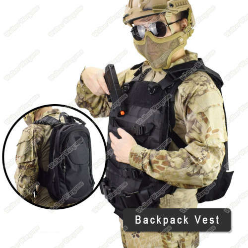 WST Vest BackPack Quick Action From Bag To Vest - Black