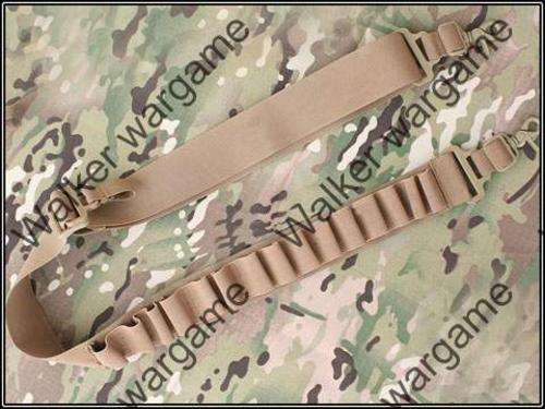 Tactical Two Point Snap Hook Shotgun Sling With 15 Rds Shells - Coyote Tan