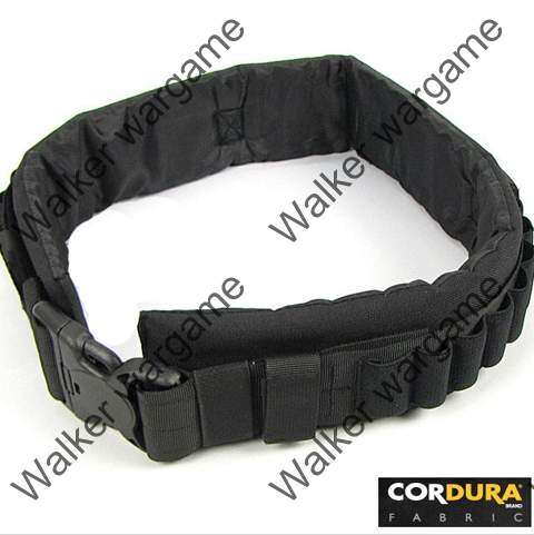 Tactical Shotgun Shell Belt, Short Gun CORDURA Ammo Belt - SWAT Black