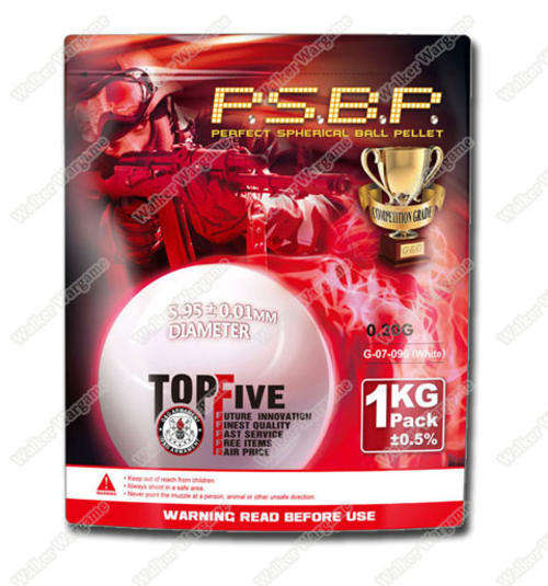 G&G 0.20G P.S.B.P. Perfect Spherical Seamless 6mm Airsoft BBs - 1KG 5000rds