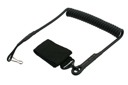 Tactical Pistol Hand Gun Elastic Spring Lanyard Sling  --- SWAT BLACK