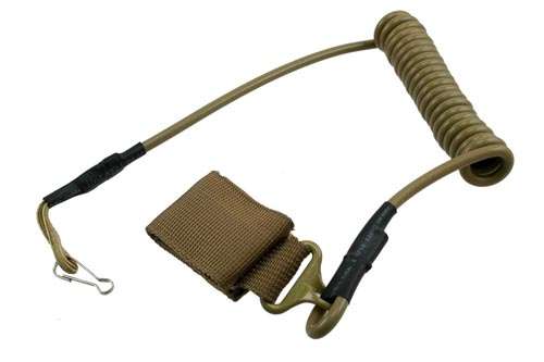 Tactical Pistol Hand Gun Elastic Spring Lanyard Sling  --- Coyote Tan