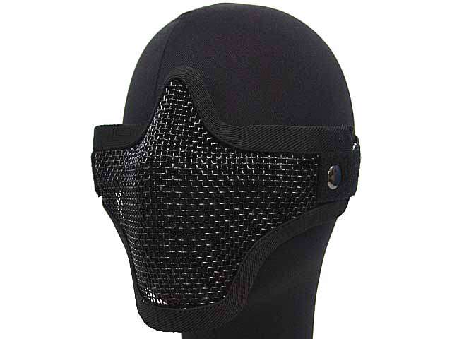 Stalker Type Half Face Metal Mesh Protector Face Mask --- SWAT Black (No fog up)