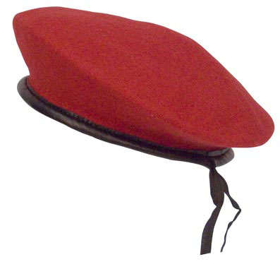 US ARMY BERET SHAVED,SHAPED LEATHER BAND ---  Airbond Red
