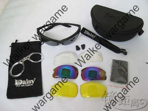 Daisy C3 Tactical Shooting Safety Glasses with 4 Set Lens .carry bag and box - Black Frame